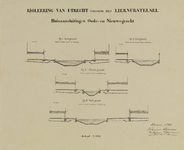 214235 Afbeelding van vier dwarsprofielen van de ontworpen rioolaansluitingen van de huizen aan de Oude- en ...